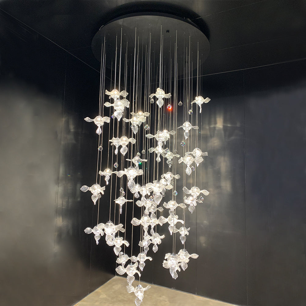 Modern Art Design Propeller-like Crystal Chandelier for Staircase/Villa/Foyer/High-ceiling Space-MEET LIGHTING