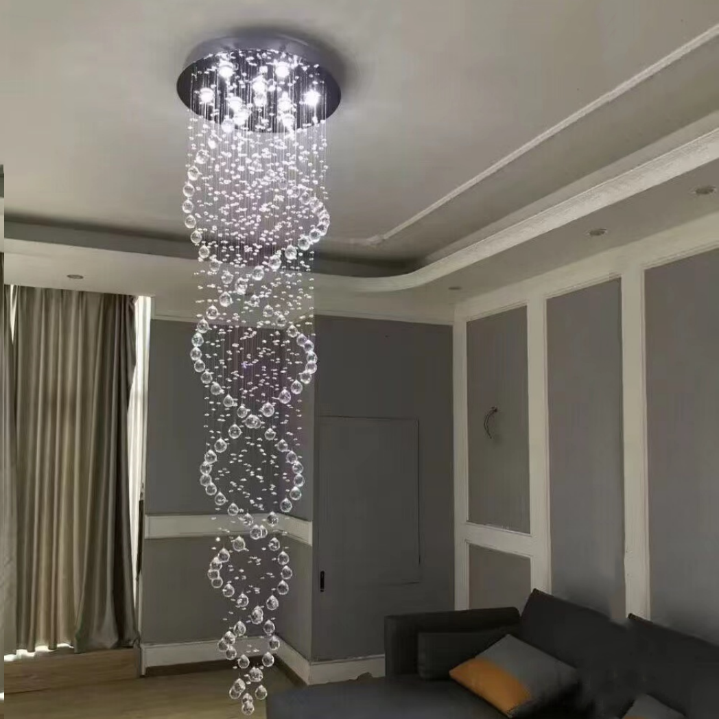 New Trend Spiral Crystal Chandelier For Staircase-MEET LIGHTING