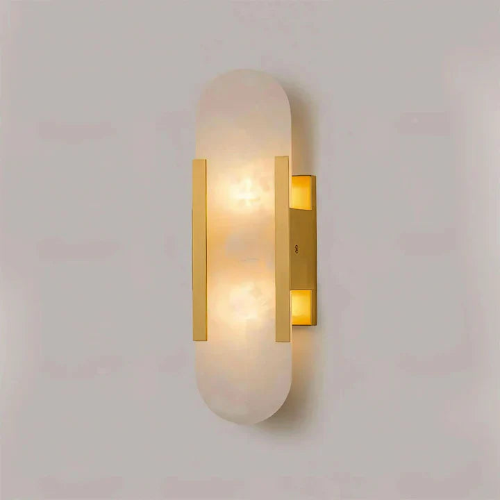 Modern Melange Elongated Alabaster Linear Wall Sconce