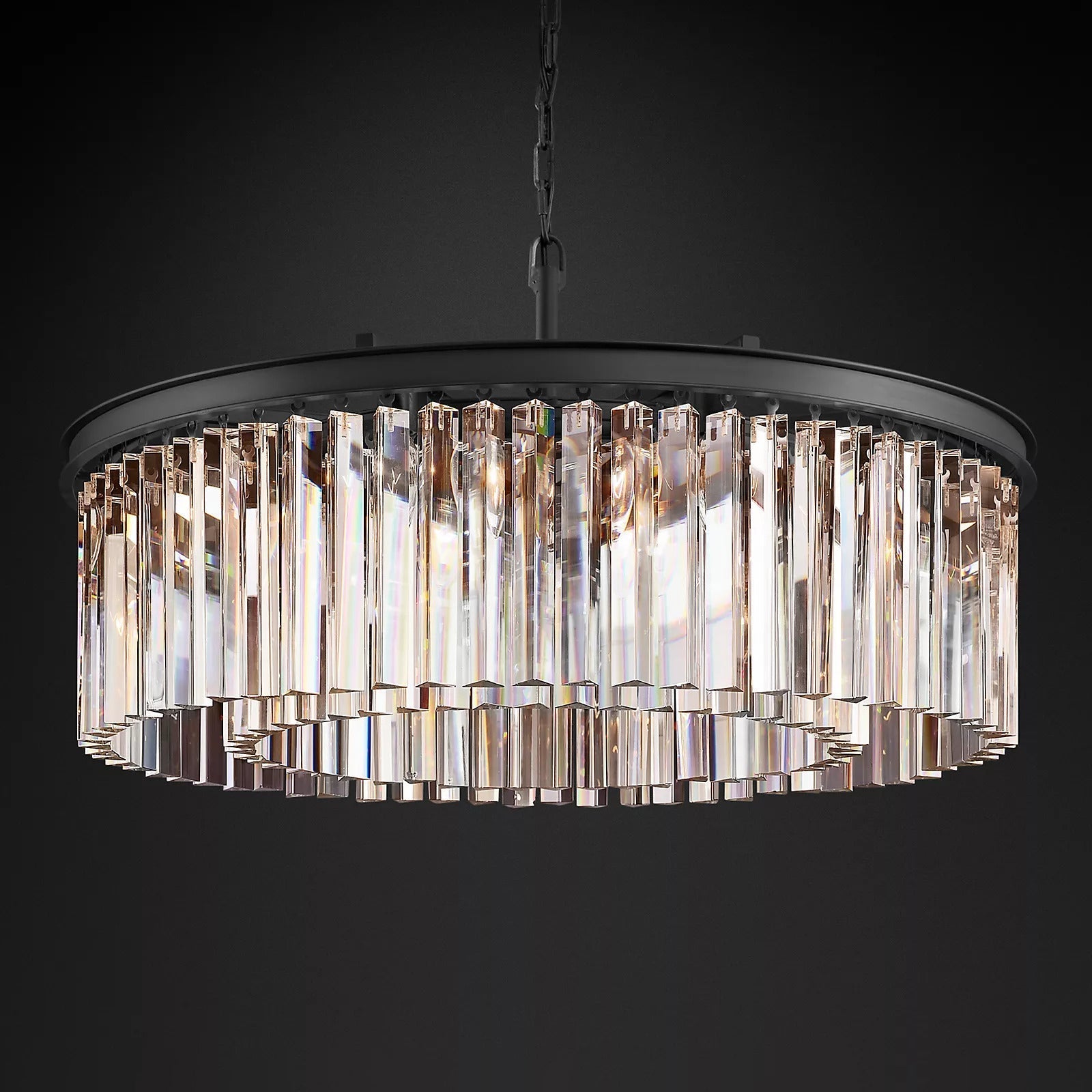 Rhys Round Chandelier 32" ,Crystal Prism