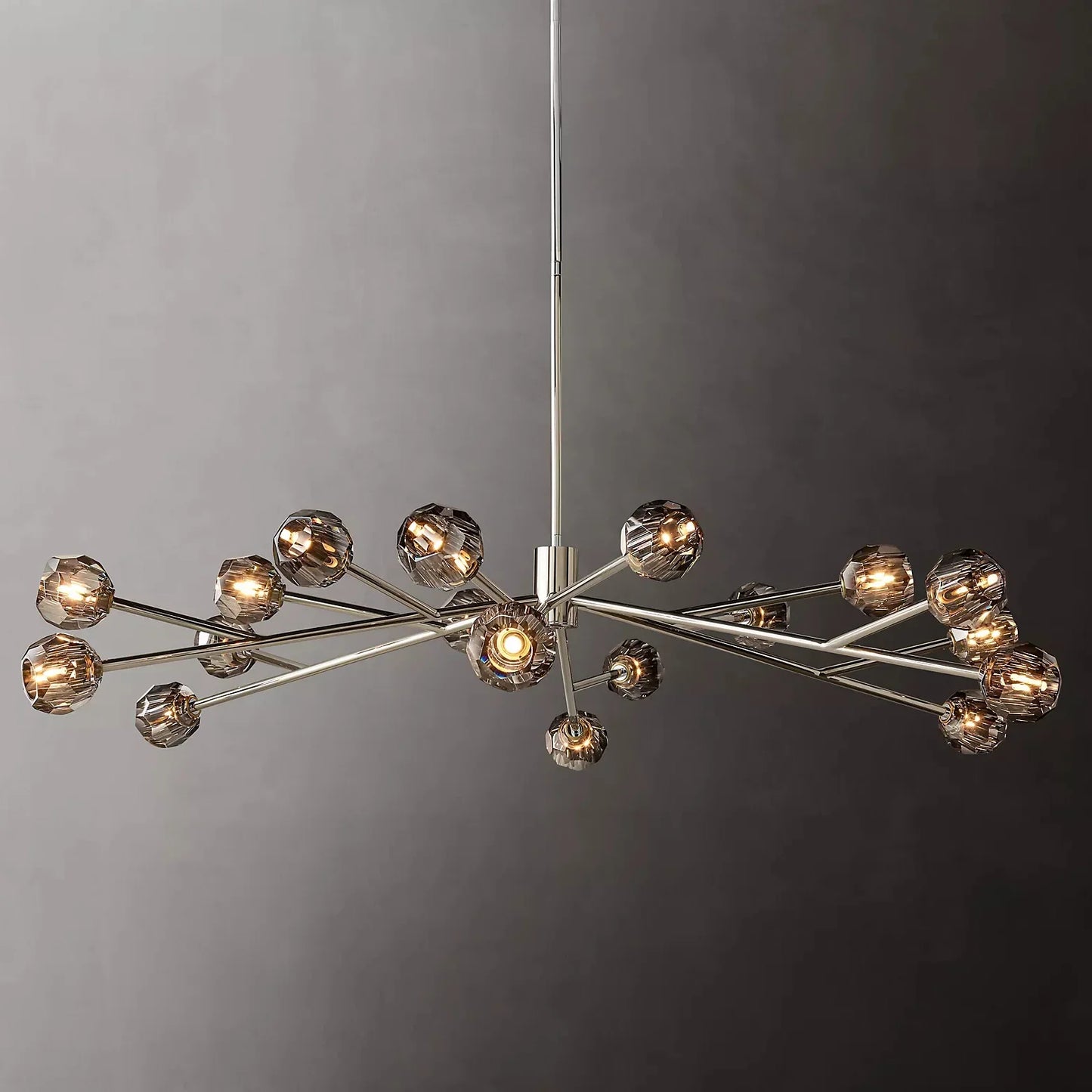 Boule Modern Smoke Crystal Round Chandelier 60" Over Dining Table