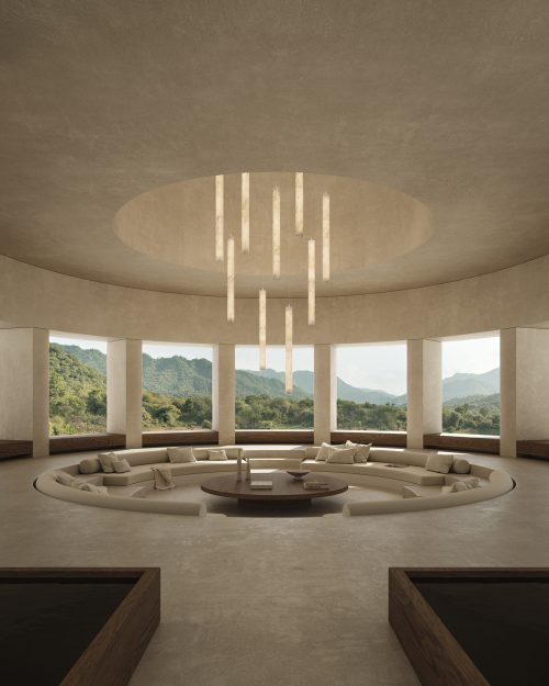 Vertical Roller Alabaster Pendant Light by Meetlighting