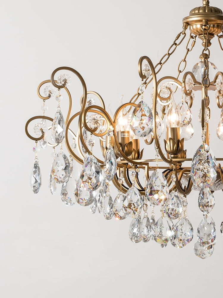 European Retro Light Luxury Crystal Pendant Electronic Candle Chandelier for Living Room / Dining Room / Bedroom-MEET LIGHTING