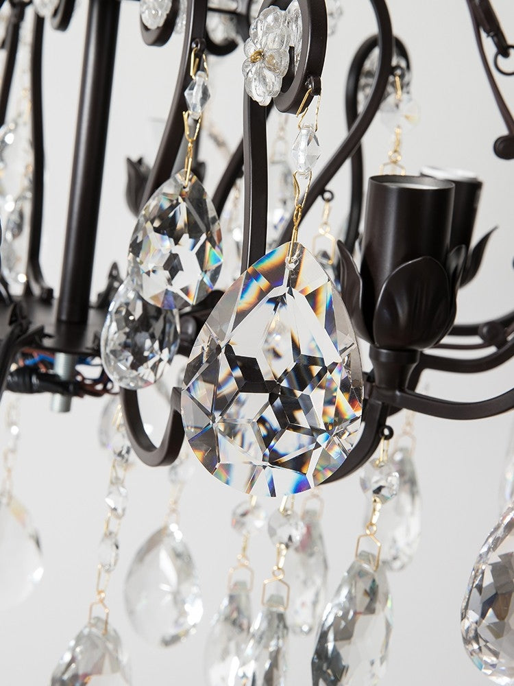 European Retro Light Luxury Crystal Pendant Electronic Candle Chandelier for Living Room / Dining Room / Bedroom-MEET LIGHTING