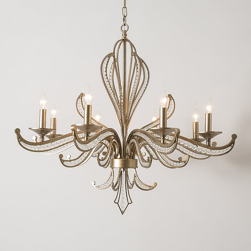 Vintage Style Silver Candle Chandelier for Living Room/Dining Room-MEET LIGHTING