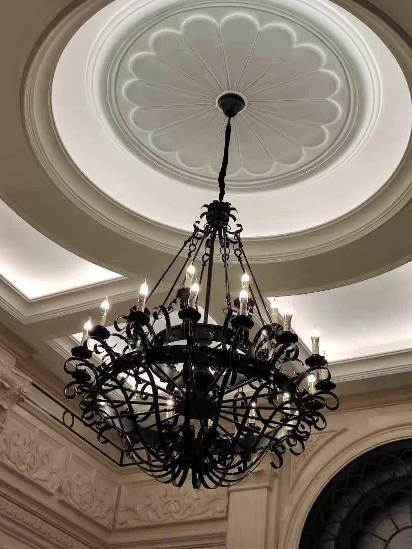 Vintage Iron Simple Candle Art Chandelier for Living Room / Villa / Stairs-MEET LIGHTING