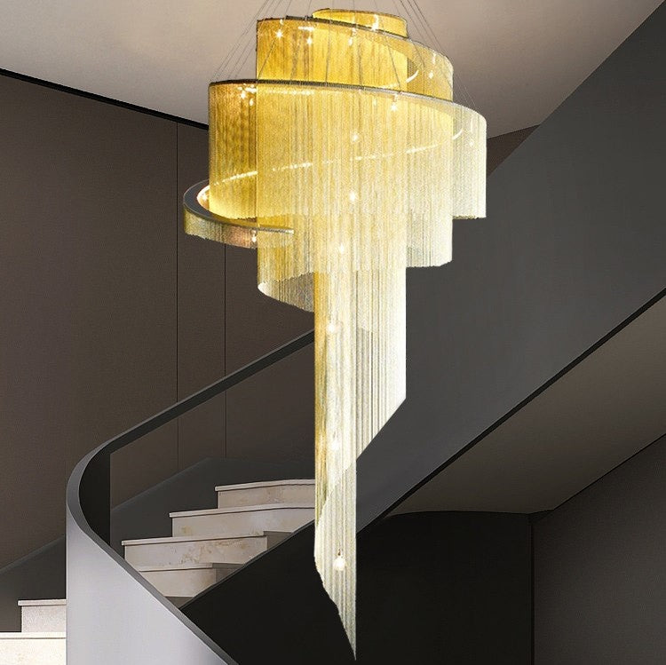 Extra Large Multi-layered Post-Modern Luxury Metal Chains Chandelier for High-ceiling Room-MEET LIGHTING