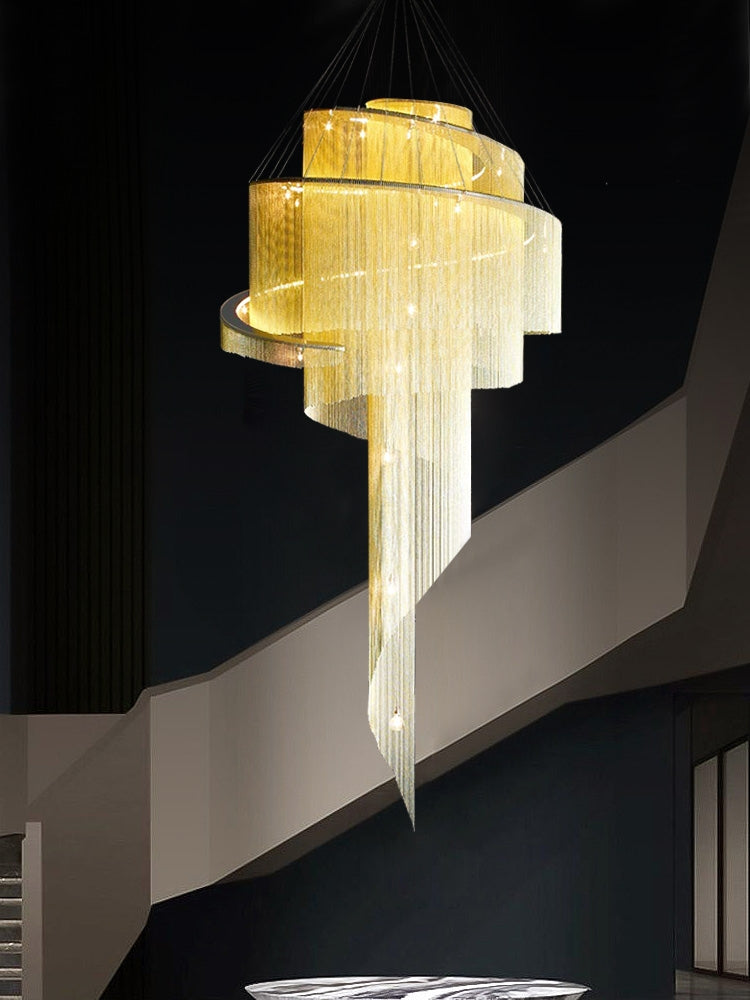 Extra Large Multi-layered Post-Modern Luxury Metal Chains Chandelier for High-ceiling Room-MEET LIGHTING