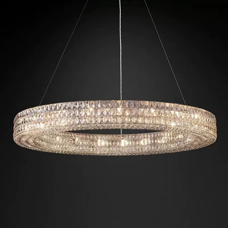 Oversized Modern Ring Pendant Light/Round Crystal Chandelier for Living/Dining Room/Bedroom-MEET LIGHTING