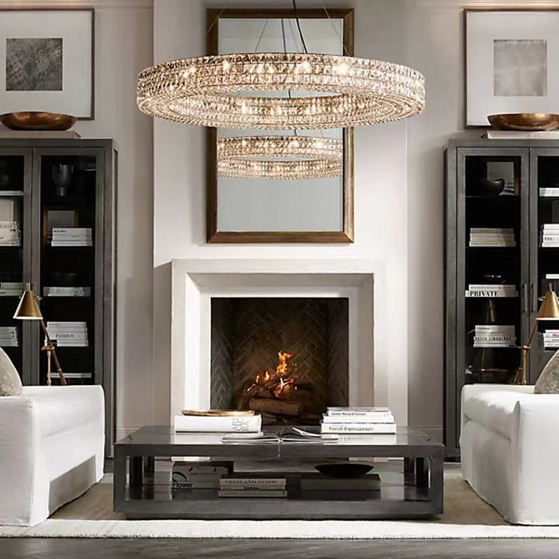 Oversized Modern Ring Pendant Light/Round Crystal Chandelier for Living/Dining Room/Bedroom-MEET LIGHTING