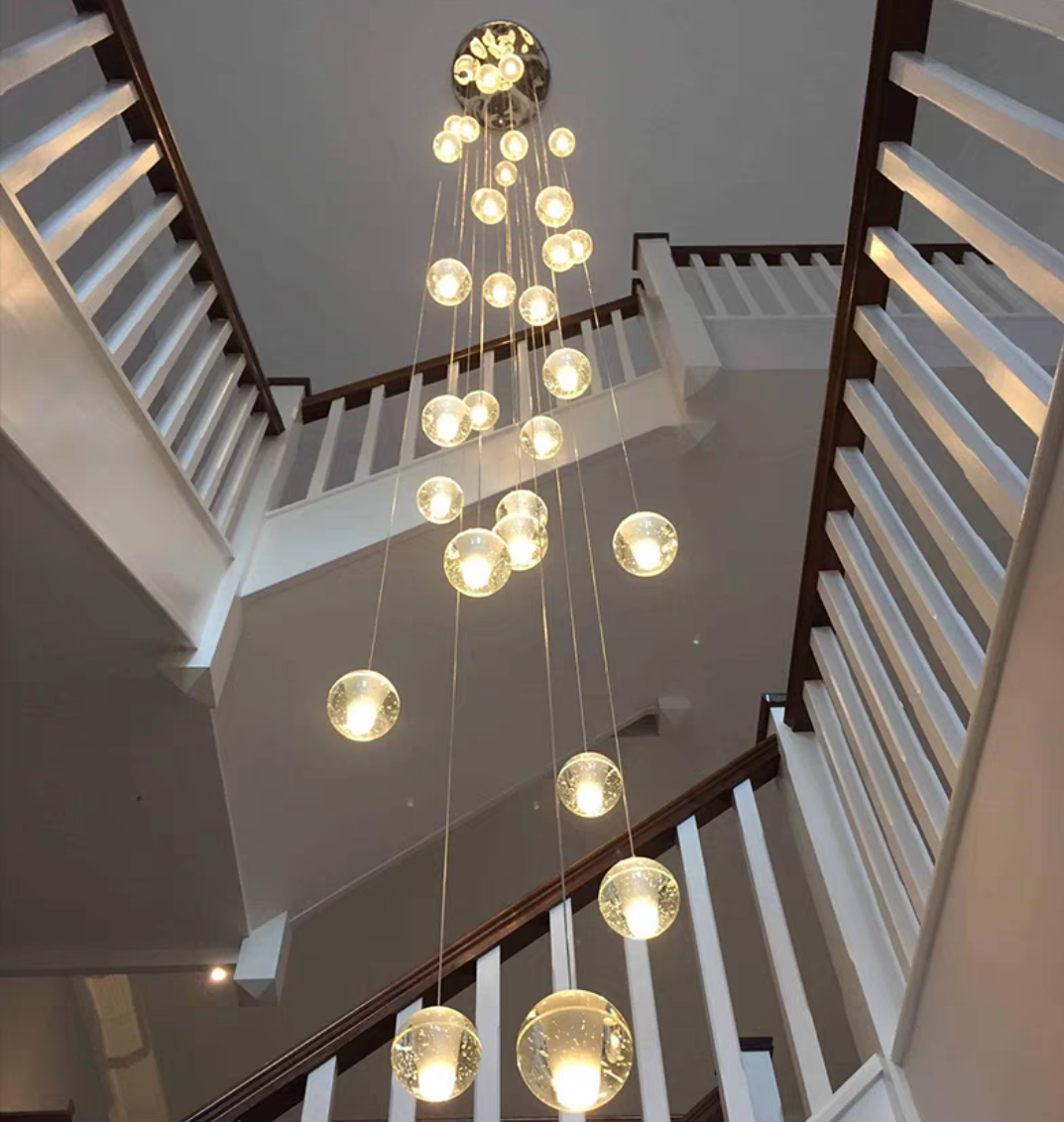 Oversized Nordic Art Round Air Bubbles Pendant Chandelier for Stairs/Spiral Staircase/Hotel Lobby-MEET LIGHTING
