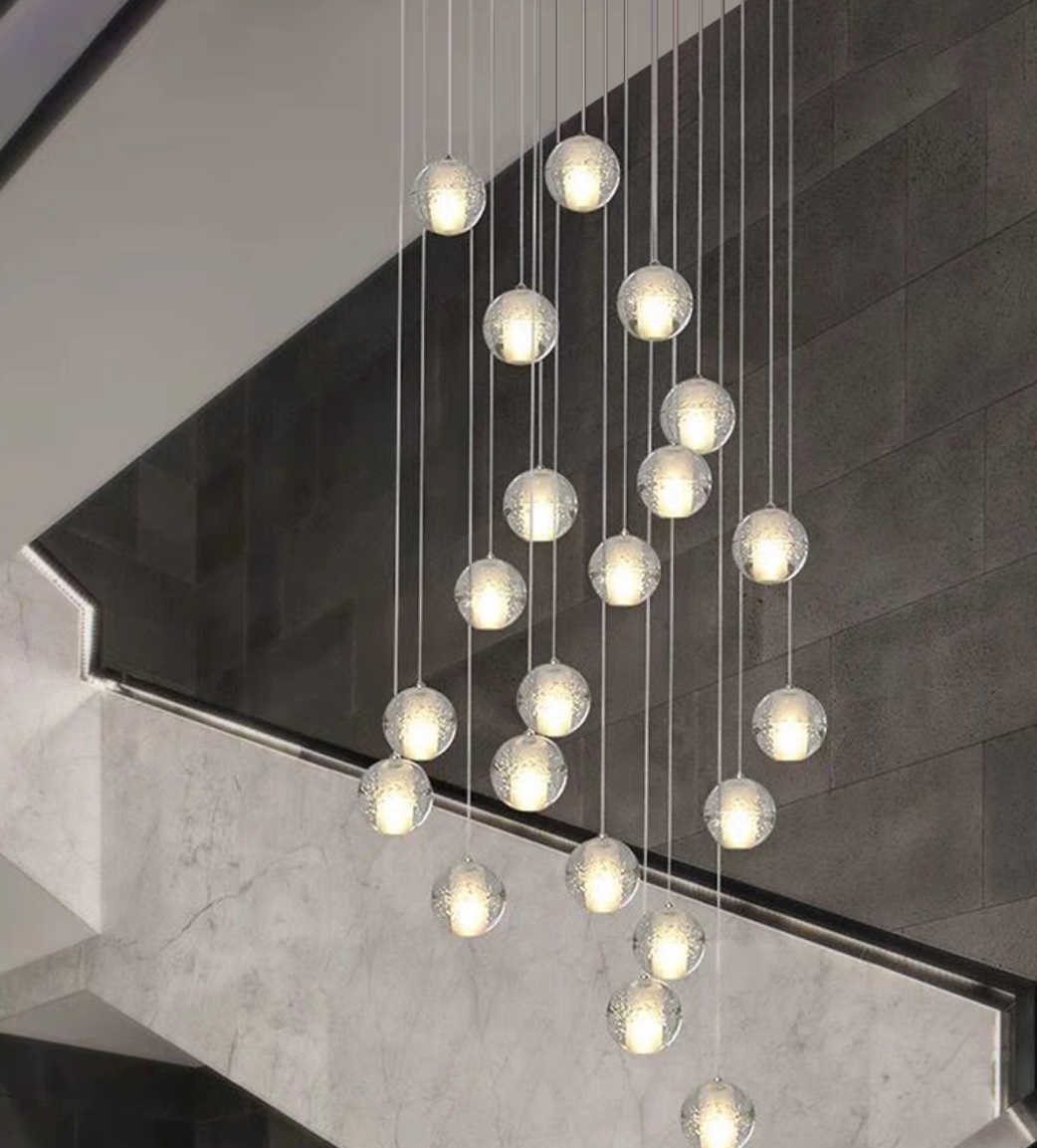Oversized Nordic Art Round Air Bubbles Pendant Chandelier for Stairs/Spiral Staircase/Hotel Lobby-MEET LIGHTING
