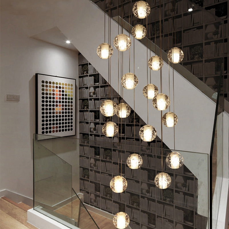 Oversized Nordic Art Round Air Bubbles Pendant Chandelier for Stairs/Spiral Staircase/Hotel Lobby-MEET LIGHTING