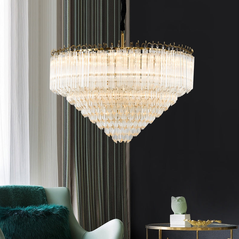 Multi-Tier Modern Light Luxury Crystal Rods Pendant Chandelier for Living Room/Bedroom/Foyer/Entrys-MEET LIGHTING