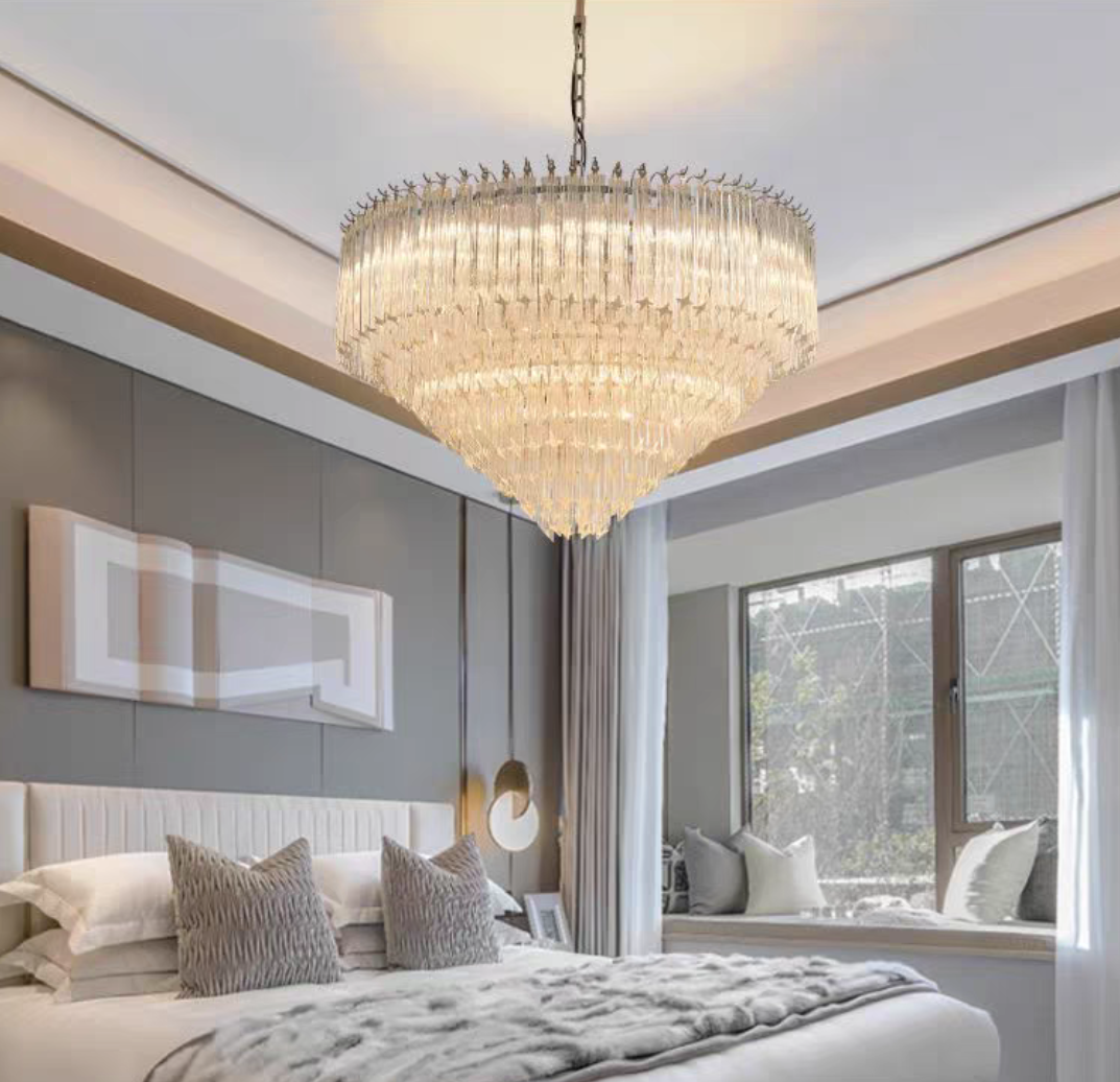 Multi-Tier Modern Light Luxury Crystal Rods Pendant Chandelier for Living Room/Bedroom/Foyer/Entrys-MEET LIGHTING
