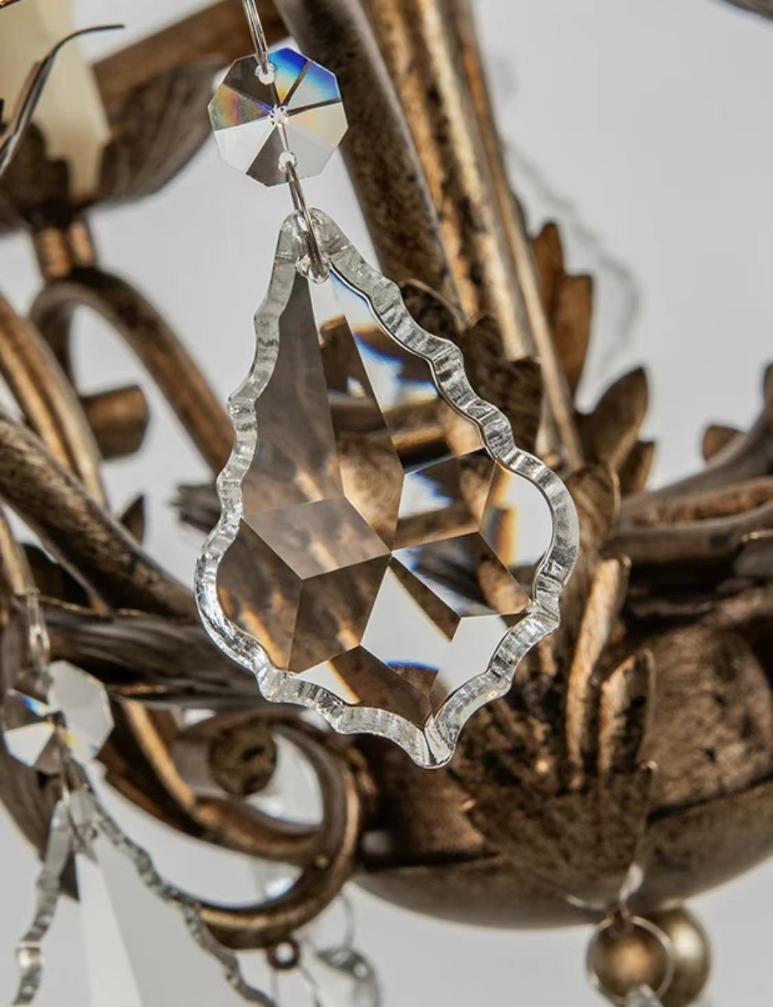 Affordable Retro Wrought Iron Glass Shade Candle Pendant Chandelier for Dining Room/Bedroom-MEET LIGHTING