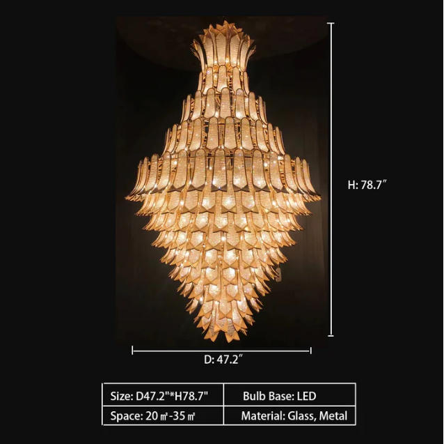 Extra Large Luxury Multi-tier Gold CrystalChandelier for Stairs/Large High-ceiling Room-MEET LIGHTING