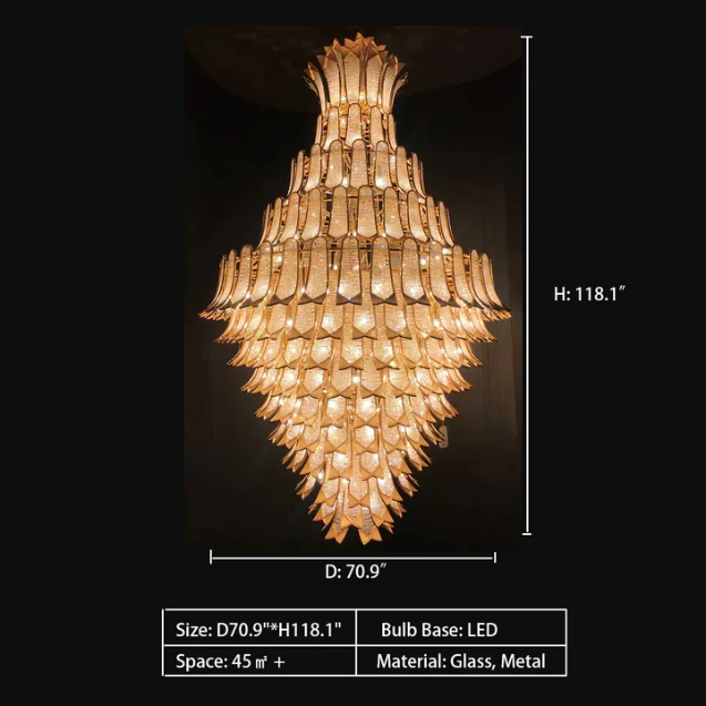 Extra Large Luxury Multi-tier Gold CrystalChandelier for Stairs/Large High-ceiling Room-MEET LIGHTING