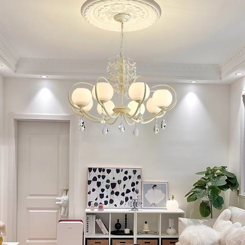 French Modern Minimalist Cream Style Dome Chandelier for Living Room/Bedroom-MEET LIGHTING