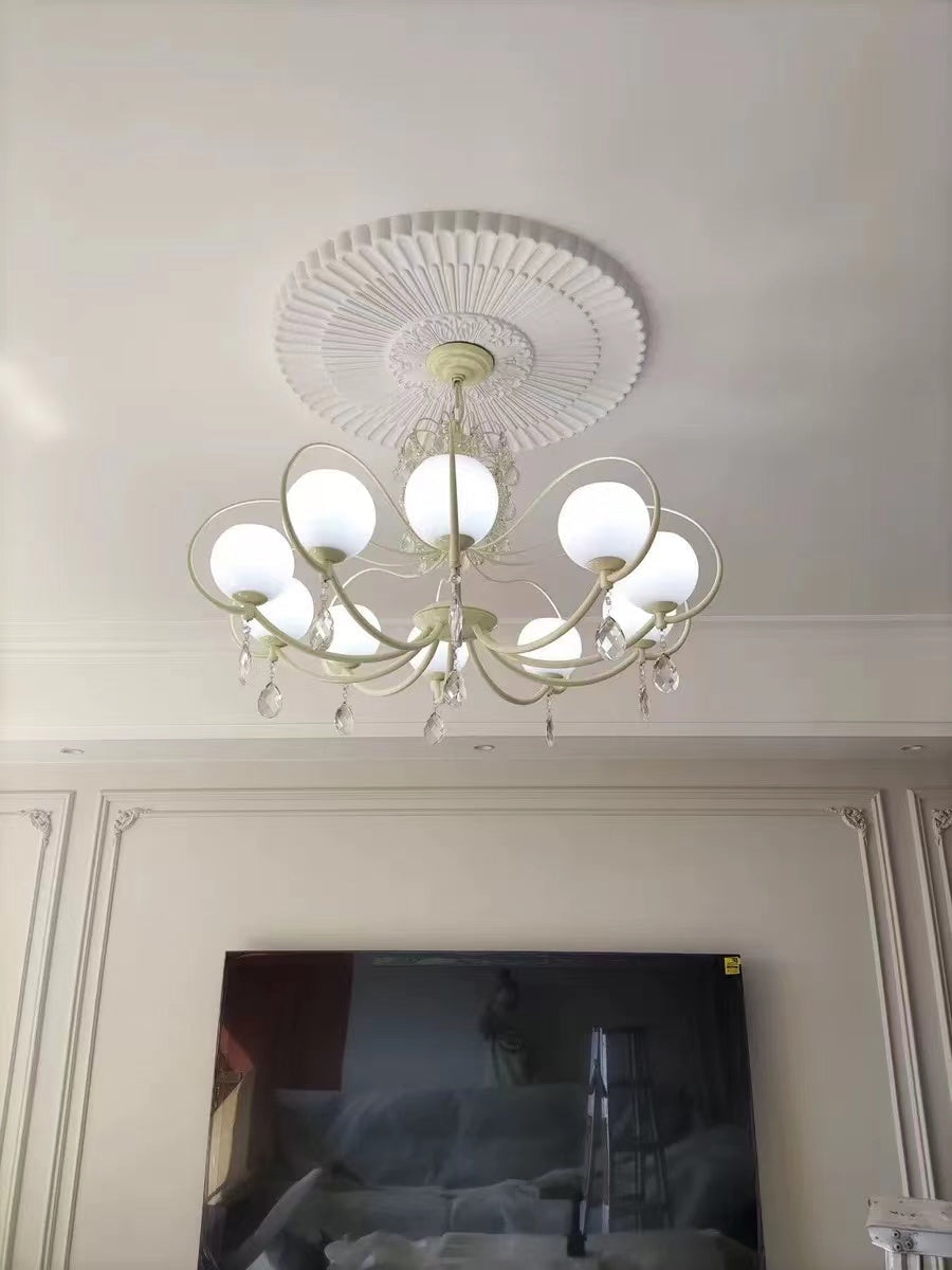 French Modern Minimalist Cream Style Dome Chandelier for Living Room/Bedroom-MEET LIGHTING