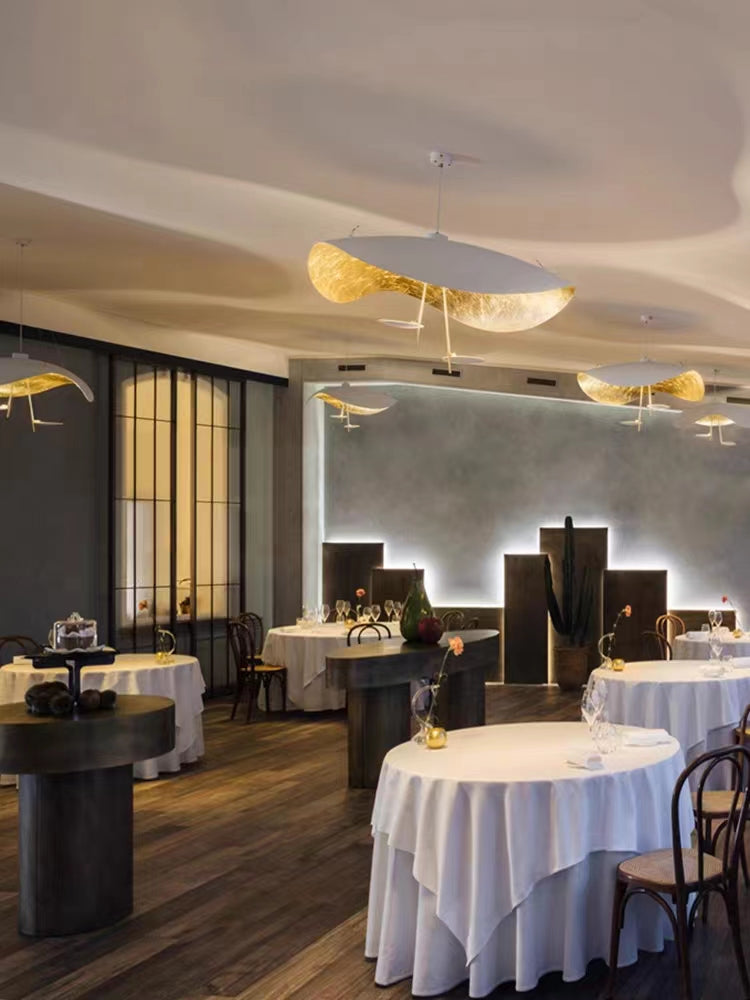 Designer Model Modern Art Hat Shape Gold Leaf Pendant Chandelier for Living/Dining Room-MEET LIGHTING