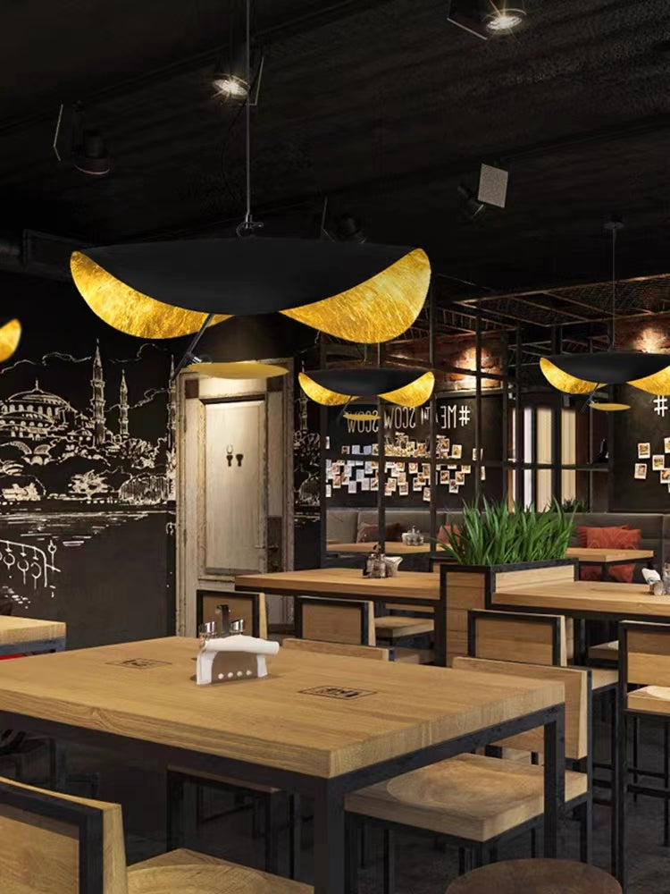 Designer Model Modern Art Hat Shape Gold Leaf Pendant Chandelier for Living/Dining Room-MEET LIGHTING