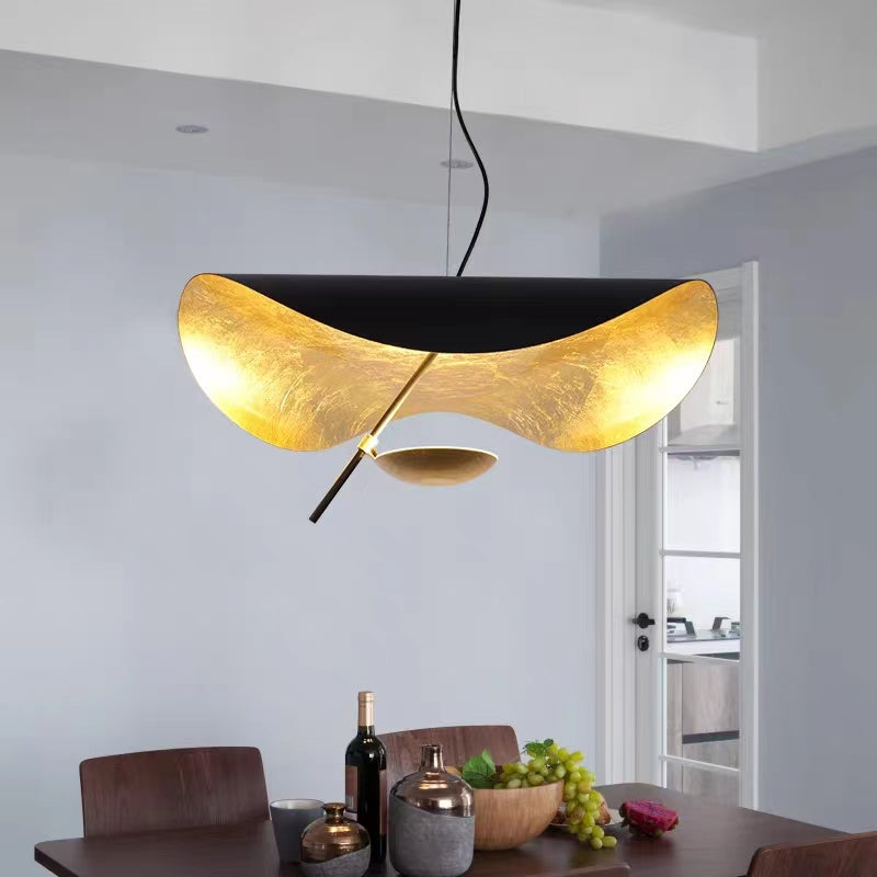 Designer Model Modern Art Hat Shape Gold Leaf Pendant Chandelier for Living/Dining Room-MEET LIGHTING