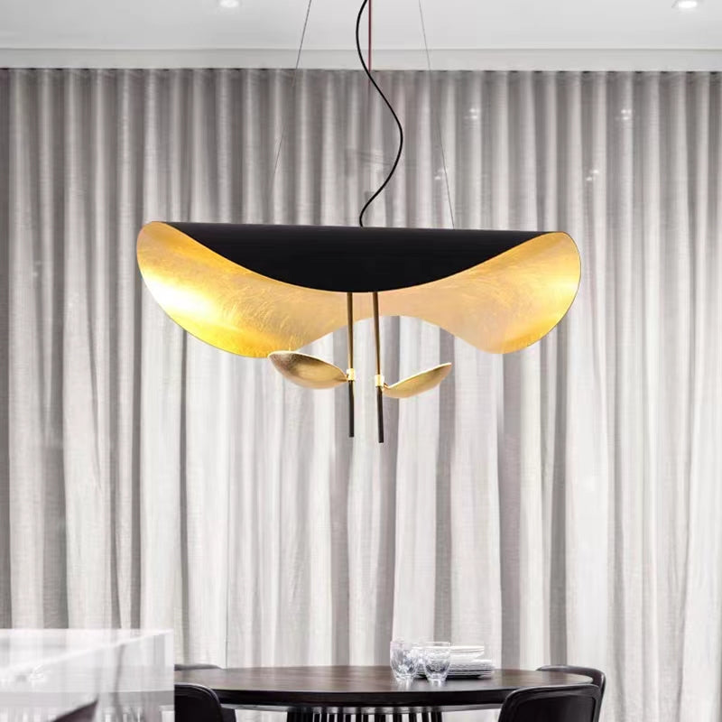 Designer Model Modern Art Hat Shape Gold Leaf Pendant Chandelier for Living/Dining Room-MEET LIGHTING