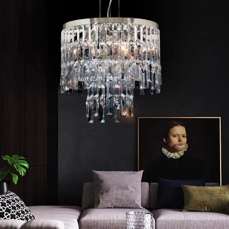 Modern Light Luxury Trendy Layers Crystal Pendant Chandelier for Living Room/Bedroom-MEET LIGHTING