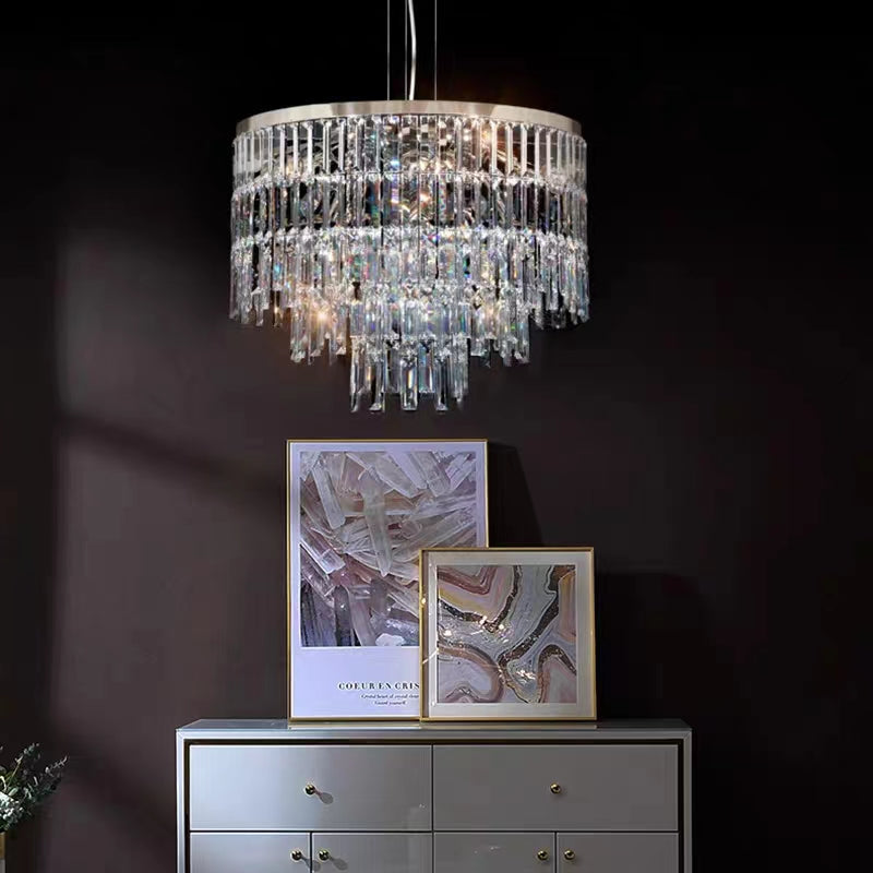 Modern Light Luxury Trendy Layers Crystal Pendant Chandelier for Living Room/Bedroom-MEET LIGHTING