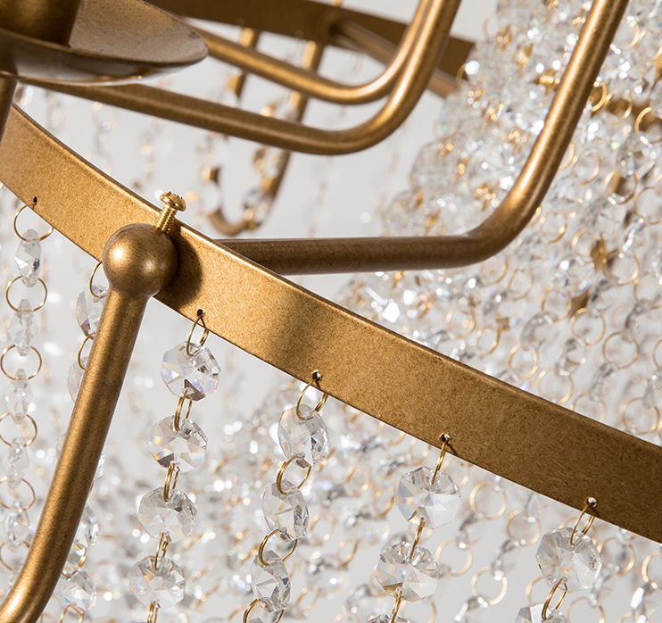 Vintage Crystal Pendant Candle Light in Antique Gold Finish Chandelier for Living Room/Bedroom-MEET LIGHTING