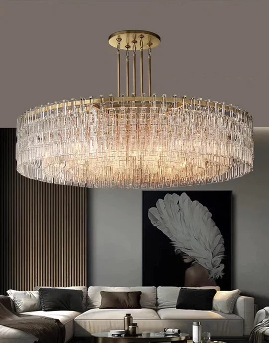 Extra Large Multi-layer Round/ Rectangle Crystal Ceiling Chandelier for Living/ Dining Room-MEET LIGHTING