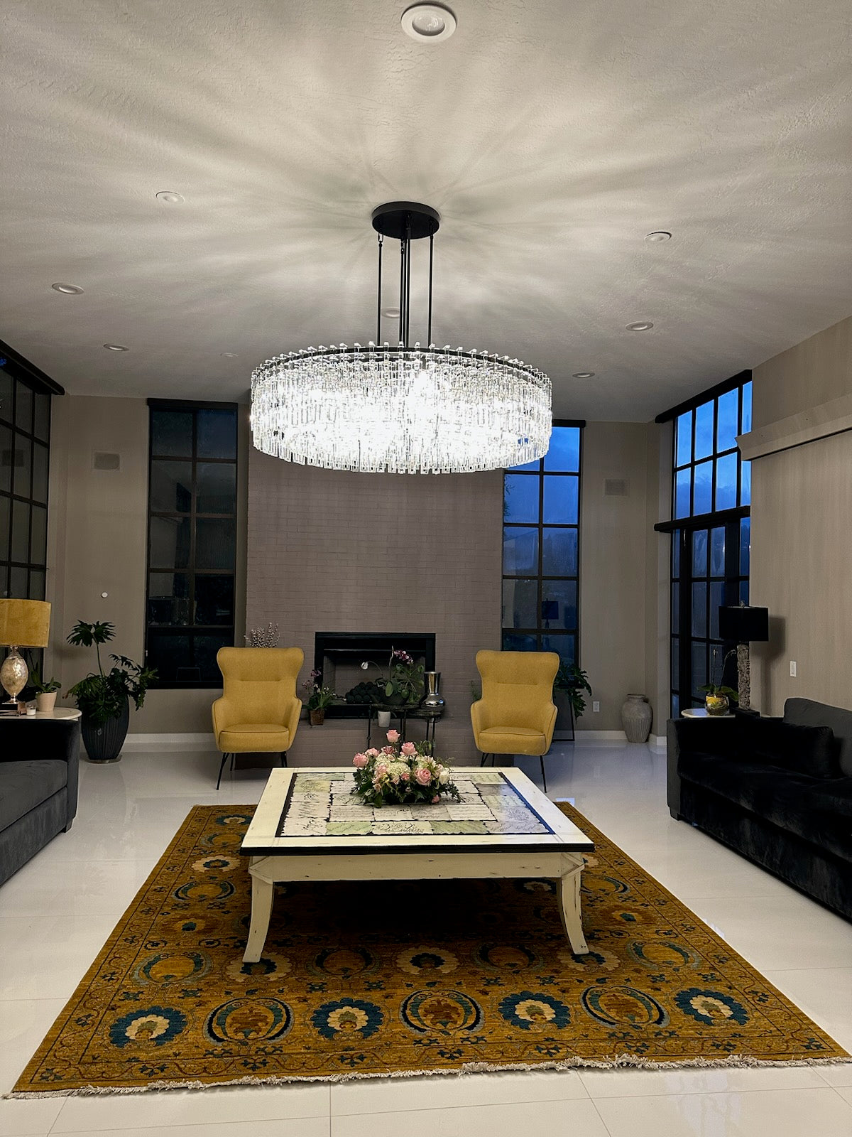 Mariogold Multi-Tier Crystal Chain Round Chandelier 60"