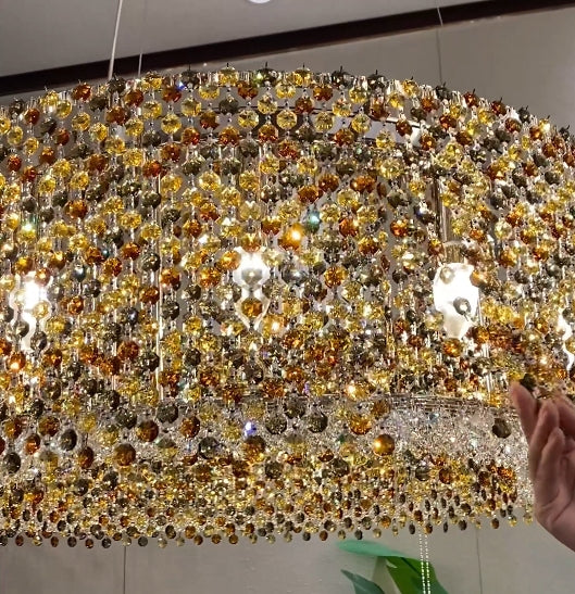 Italian Modern Light Luxury Round Crystal Chandelier Decorative Light Fixture for Living Room/Dining Room-MEET LIGHTING