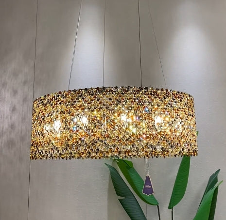 Italian Modern Light Luxury Round Crystal Chandelier Decorative Light Fixture for Living Room/Dining Room-MEET LIGHTING