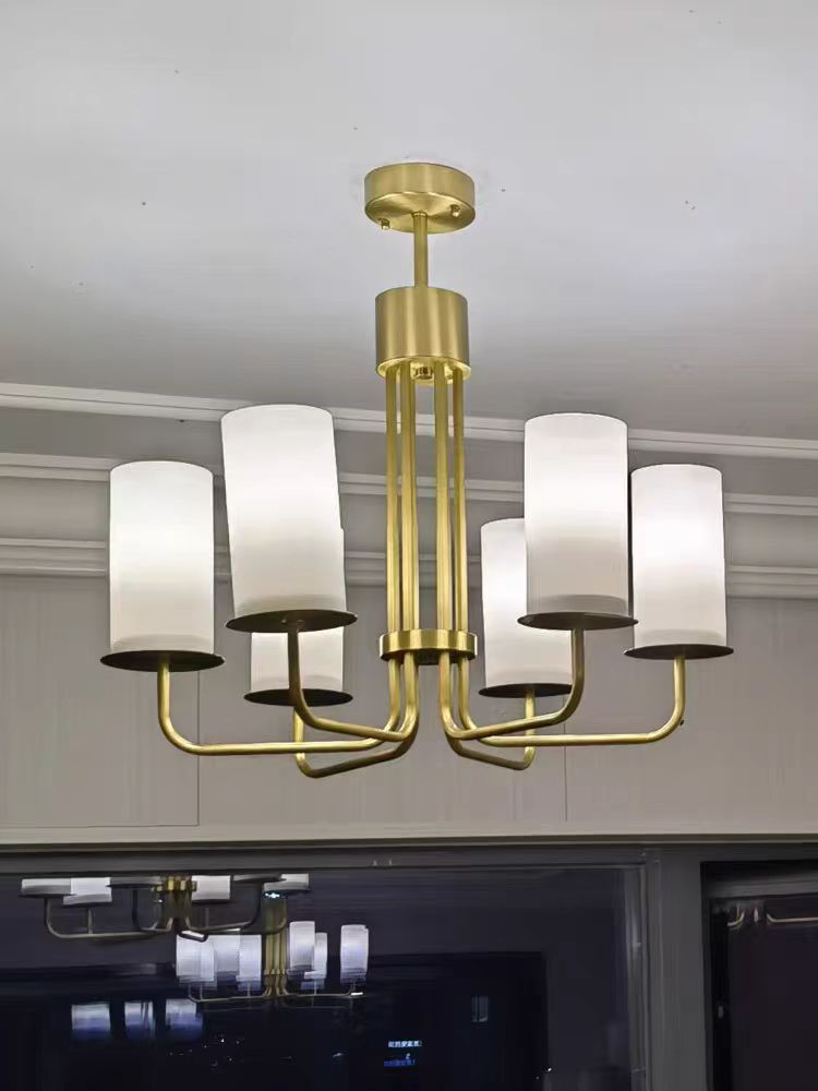 Modern Style Minimalism White Shades Chandelier/Wall Light in Brass-MEET LIGHTING