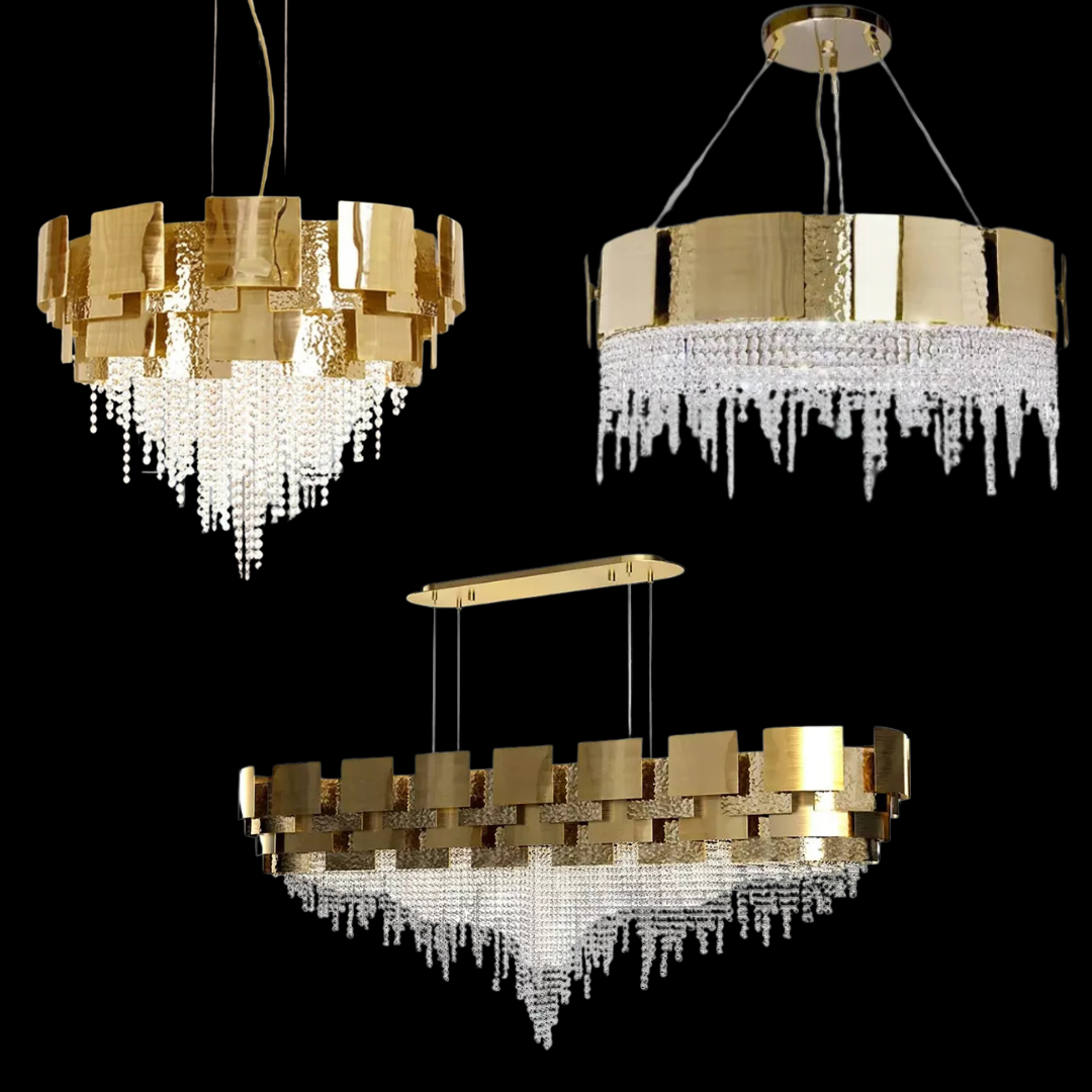Post-modern Light Luxury Oval/Round Tiered Tassel Crystal Chandelier in Gold Finish for Living/Dining Room-MEET LIGHTING