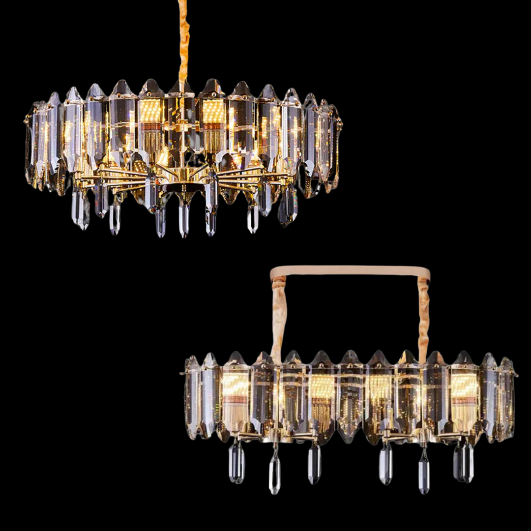 Modern Elegant Transparent Crystal Gold Chandelier Suit for Dining/Living Room-MEET LIGHTING