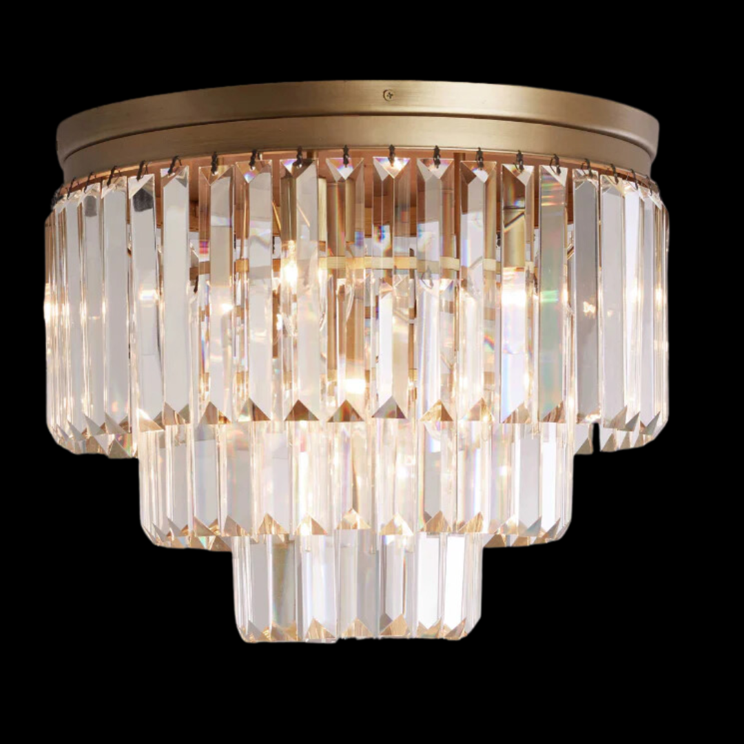 Modern Tiered Flush Mount Crystal Chandelier-MEET LIGHTING