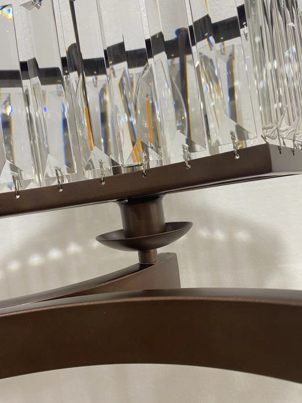 Decorative 6/ 8/ 10/ 12-Light Crystal Ceiling Chandelier Triangular Prism Island Light Fixture Metal Shade for Living Room-MEET LIGHTING