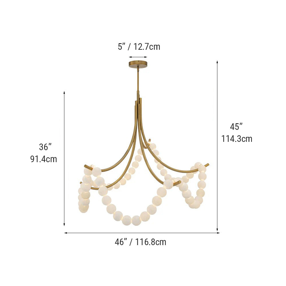 Cluster String Alabaster Beads Semi Flush Chandelier by Meetlighting