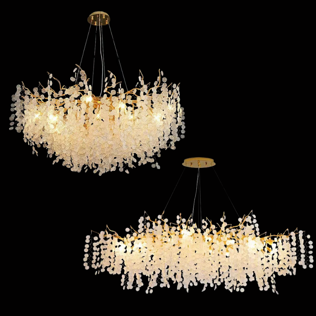 Luxury Branches Crystal Frosted Glass Chandelier Set for Living /Dining Room-MEET LIGHTING