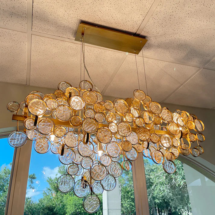 Trento Clustered Glass Linear Chandelier 55"