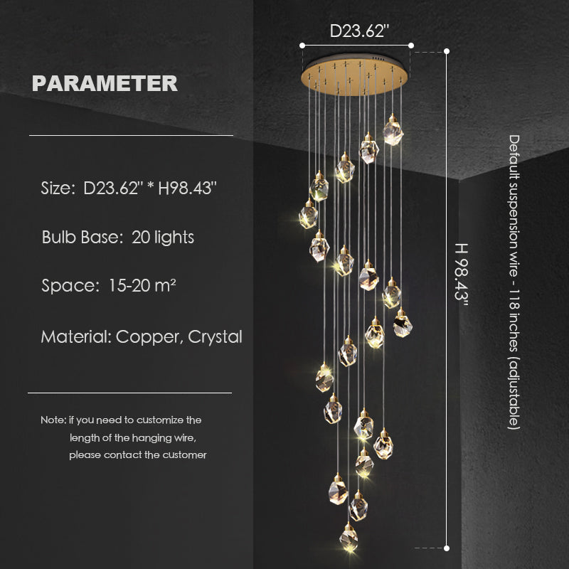 Modern Crystal Chandelier Foyer Living Room Droplight Hall Decoration Lights-MEET LIGHTING