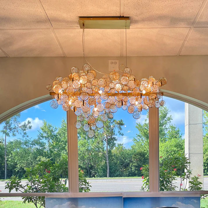 Trento Clustered Glass Linear Chandelier 55"