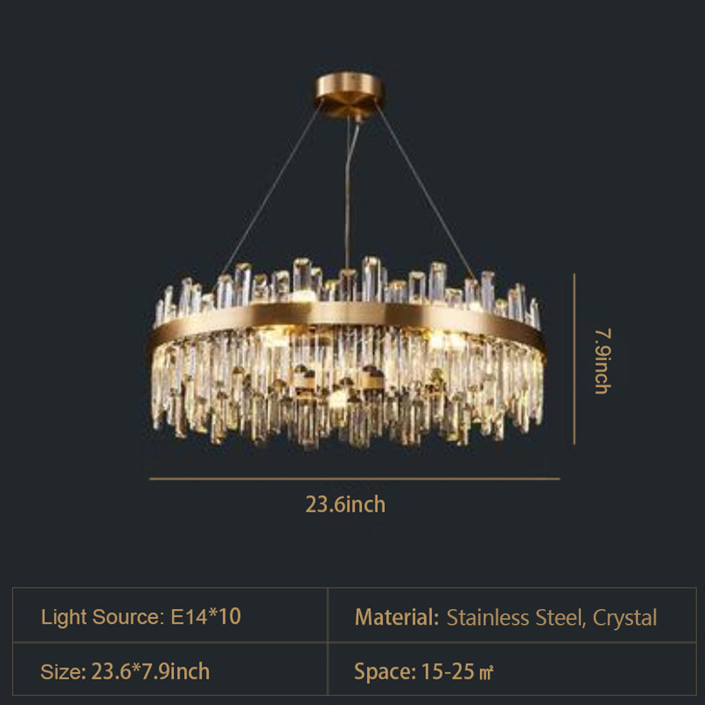 Round Ring Crystal Chandelier Luxury Modern Ceiling Fixtures Light For Living And Dining Room-MEET LIGHTING