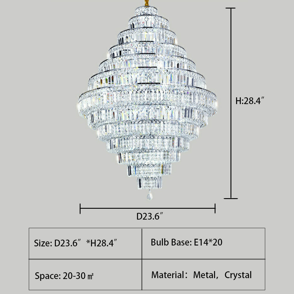 Chrome/ Silver/ Gold Extra Large Chandelier For Foyer Living Room Staircase Crystal Ceiling Lighting Fixture-MEET LIGHTING