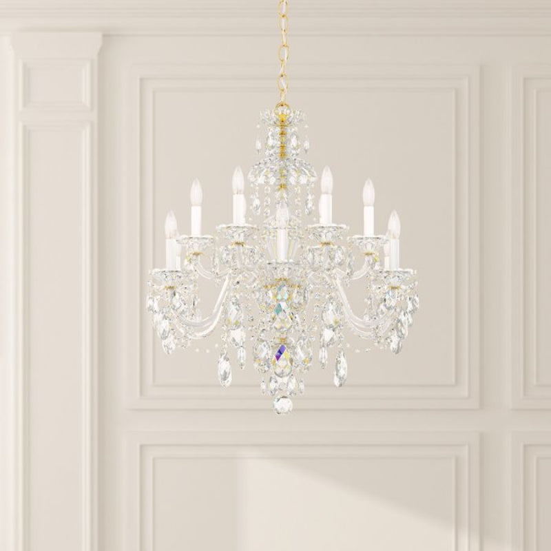 Meet Crystal Chandelier Sterling 12-lt 29" Chandelier
