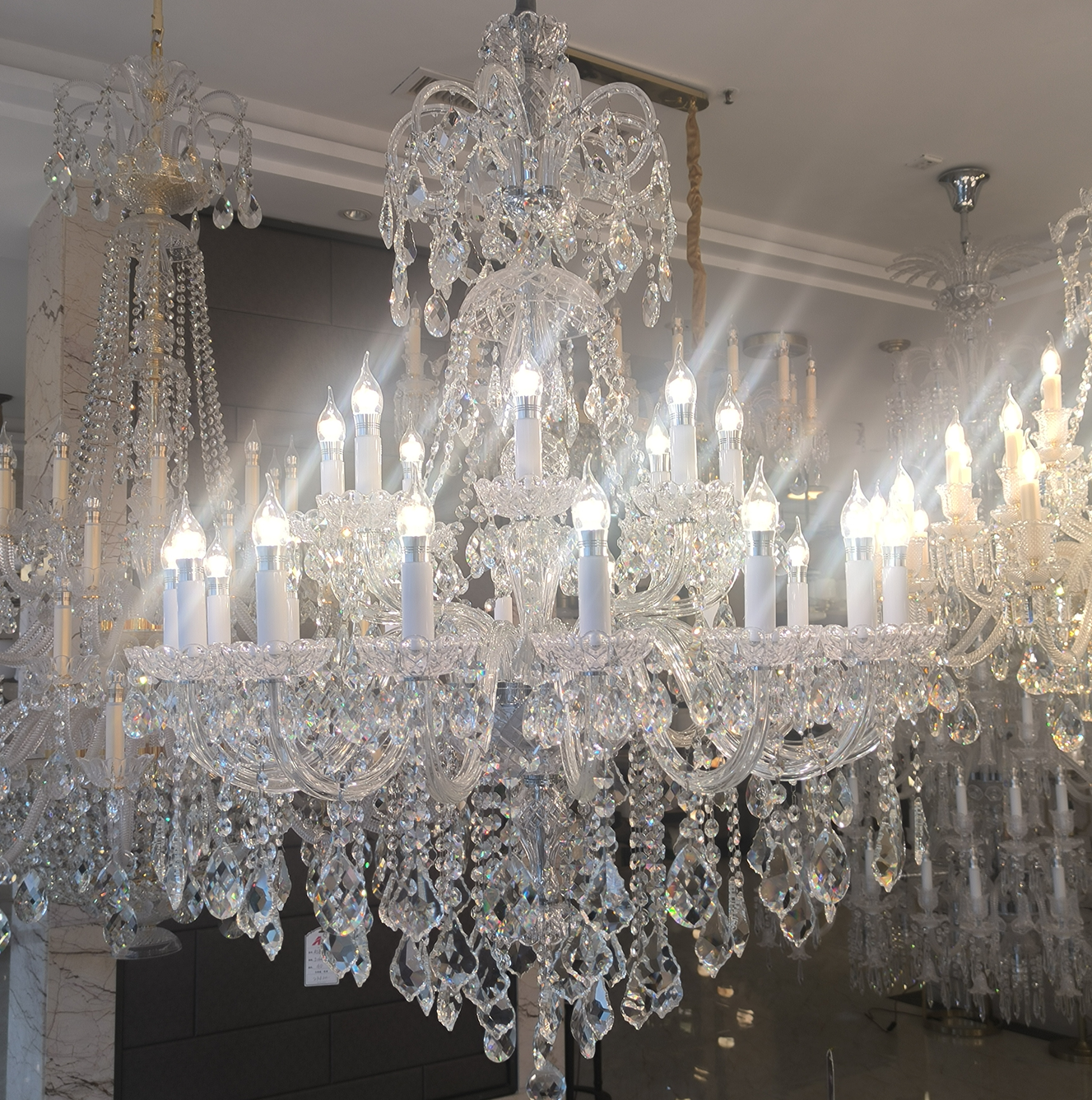 Luxury Classic Clear Crystal Chandelier for Foyer/Staircase/Entryway/Hallway-MEET LIGHTING