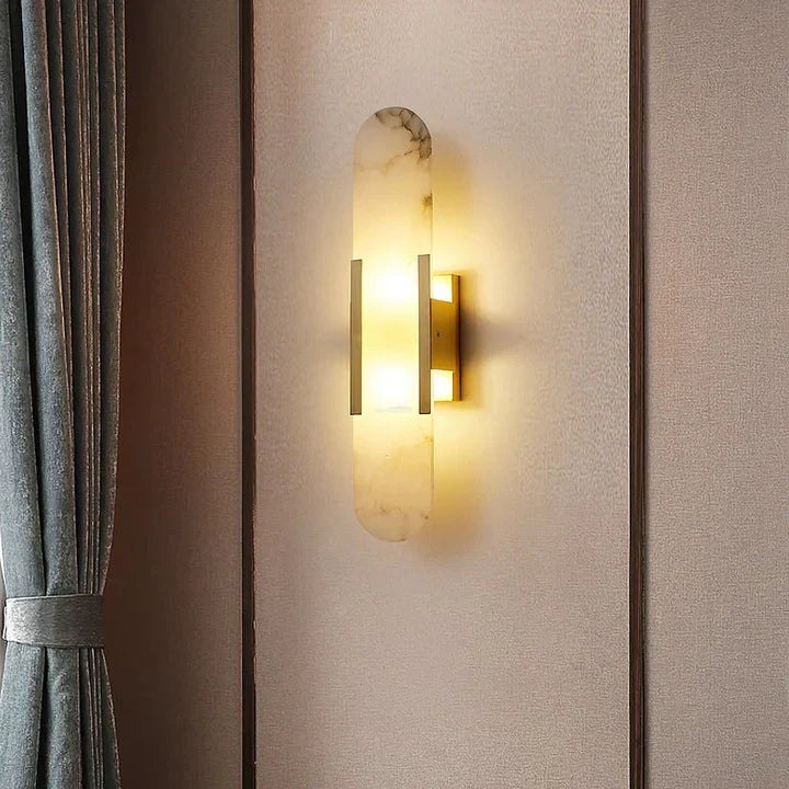 Modern Melange Elongated Alabaster Linear Wall Sconce